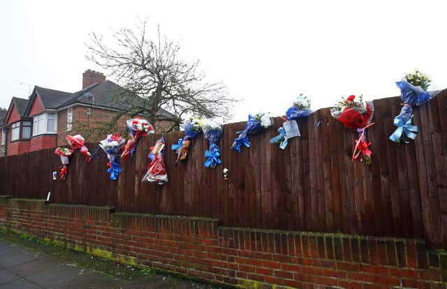 The flowers before they were removed (Gareth Fuller/PA)