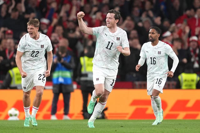 Michael Gregoritsch celebrates the equaliser