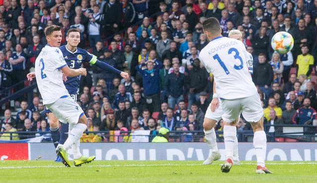 Andy Robertson scores a sensational opener in Scotland's nervy 2-1 win over Cyprus