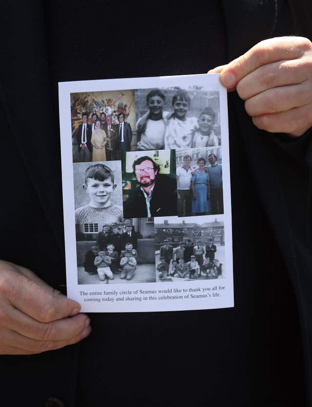 An order of service during the funeral of Seamus Ruddy (Niall Carson/PA)