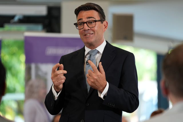 Prime Minister Andy Burnham delivers a speech during a visit to the Jewish Care, Maurice and Vivienne Wohl Campus care home in north London, on adult social care reform