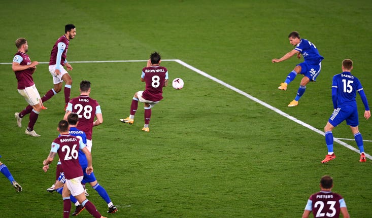 Leicester went top of the Premier League table with a 4-2 win at home to Burnley late on Sunday evening