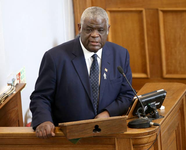 Samuel Sandy, from Grenada's High Commission, speaking at the funeral (Yui Mok/PA)