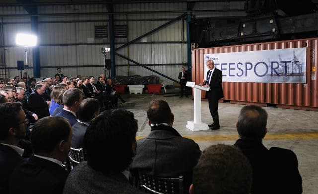 Brexit Secretary David Davis delivers a speech on the Brexit implementation period during a visit to PD Ports at Teesport in Middlesbrough. (Ian Forsyth/PA)