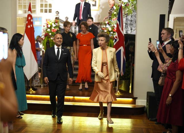 The Princess Royal with British High Commissioner to Singapore Nikesh Mehta in Singapore