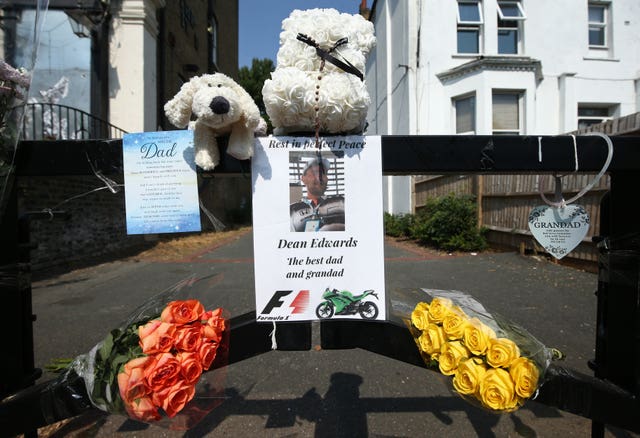 Tributes left near the murder scene in Betts Park