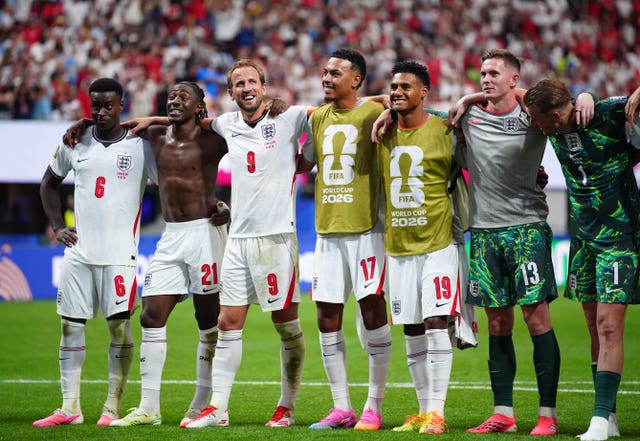 England players celebrate