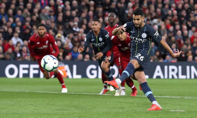 Mahrez misses a late penalty at Anfield as City draw 0-0 with title rivals Liverpool 