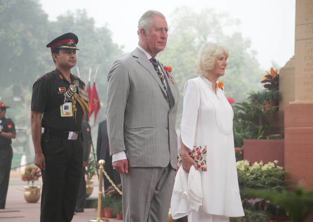 The Prince of Wales and the Duchess of Cornwall during a 2017 visit to New Delhi 