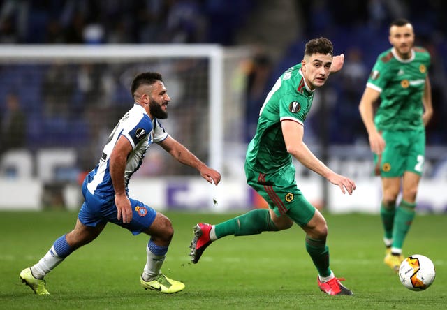 Kilman, right, started in Wolves' 3-2 Europa League defeat at Espanyol in February