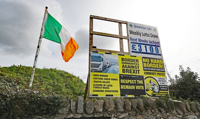 Anti-Brexit signage in the village of Jonesborough