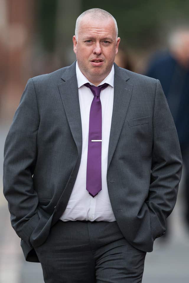 Lewis arrives at Leicester Crown Court