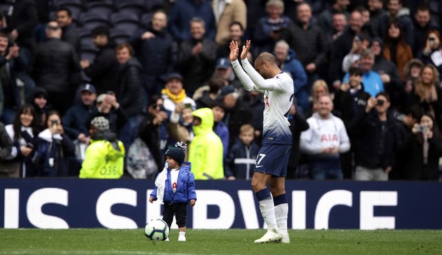 Lucas Moura played with his son on the pitch after his hat-trick heroics against Huddersfield