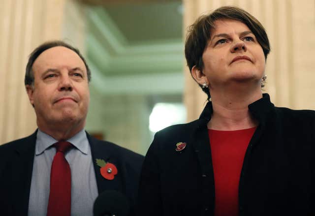 DUP leader Arlene Foster and deputy leader Nigel Dodds have strongly opposed Theresa May's deal (Brian Lawless/PA)