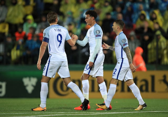 Tottenham trio Harry Kane (left), Dele Alli (centre) and Kieran Trippier all starred at the World Cup for England (Mike Egerton/PA.)