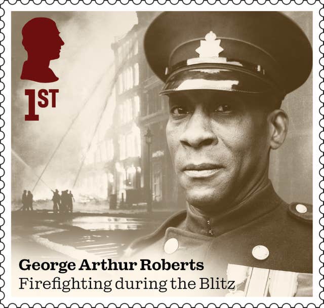 George Arthur Roberts on one of 10 stamps that honour men and women who made extraordinary contributions during the Second World War to mark the 80th anniversary of VE Day
