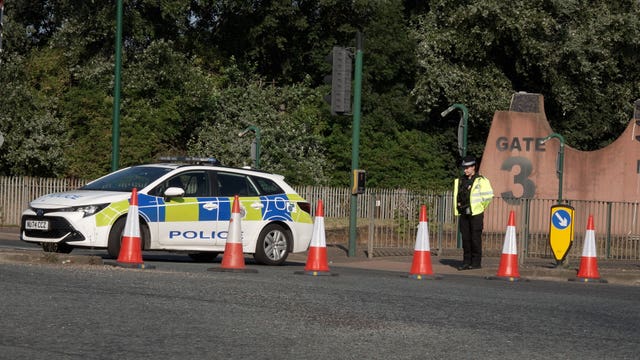 The scene near the A66 in South Bank, near Middlesbrough, following a fatal crash involving a police car and a Volkswagen Passat