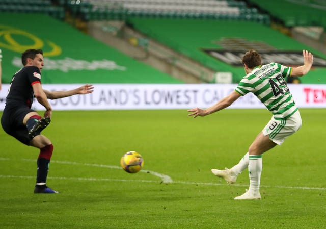 Celtic's James Forrest (right) was back with a bang against Falkirk