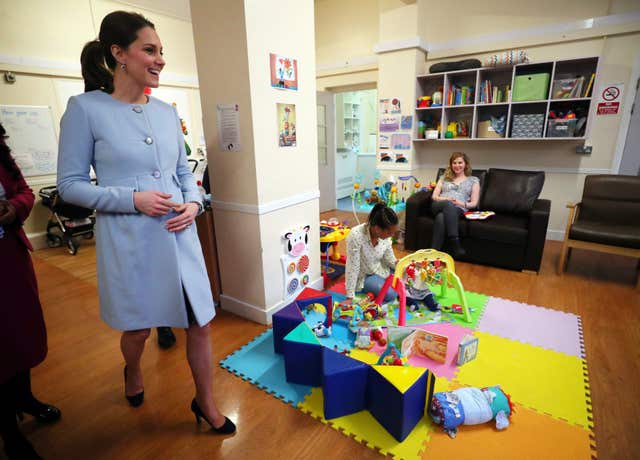 Kate during her visit to the Perinatal Service in the Mother and Baby unit at Bethlem Royal Hospital (Hannah McKay/PA)
