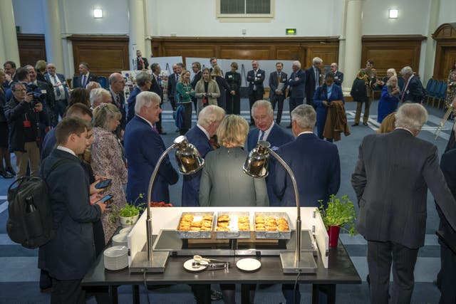 King Charles III meets founders, members and beneficiaries during a celebration for the 40th anniversary of Business in the Community at Central Hall Westminster in London