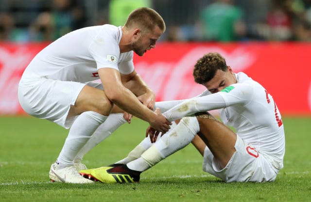 Eric Dier consoles Dele Alli after the Croatia defeat 