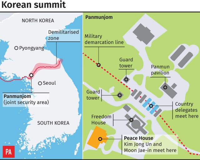 Graphic locates the venue for the historic summit between North and South Korean leaders