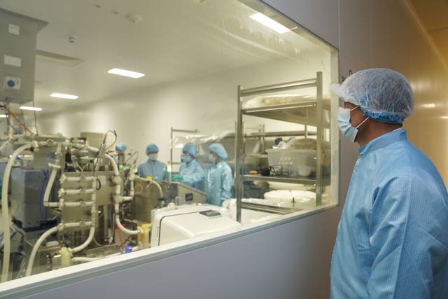 Foreign Secretary Dominic Raab during a visit to Oxbox Biomedica, an AstraZeneca manufacturing site in Oxford