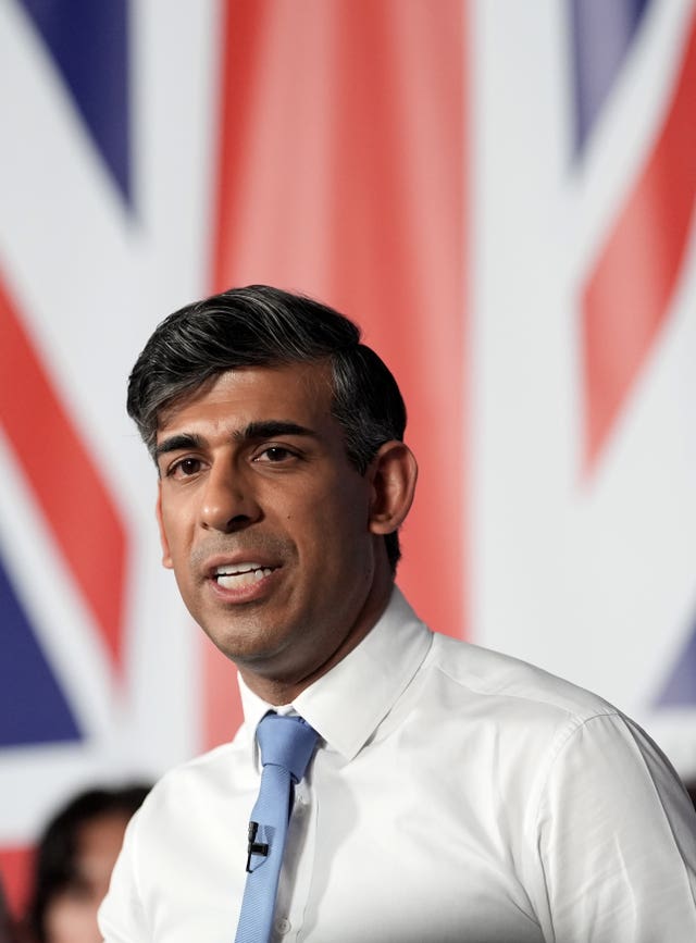 Rishi Sunak in front of Union flag background