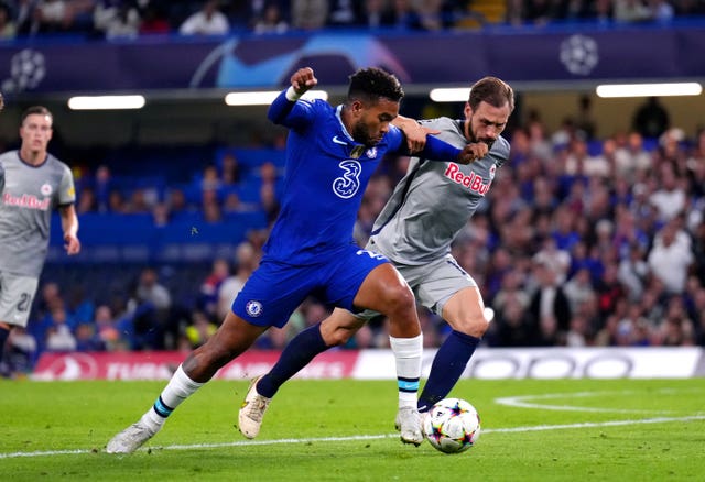 Reece James shields the ball