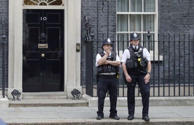 Police officers in Downing Street ahead of the arrival of US President Donald Trump