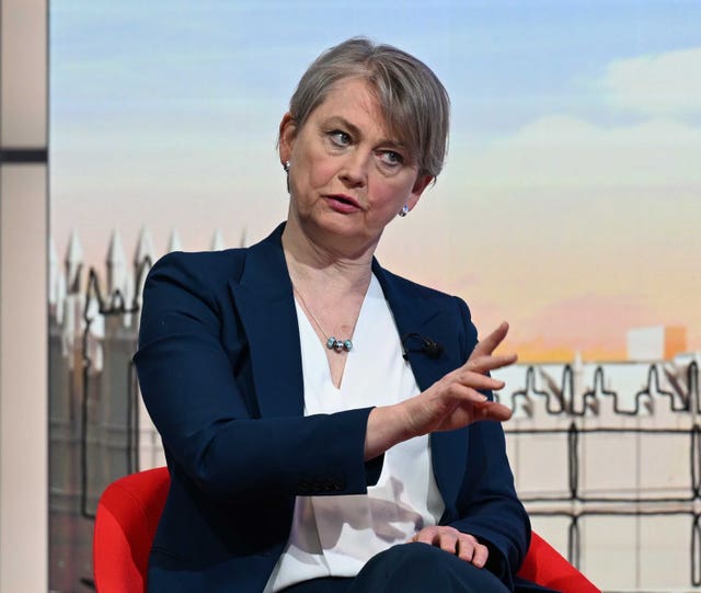 Yvette Cooper sitting in a chair