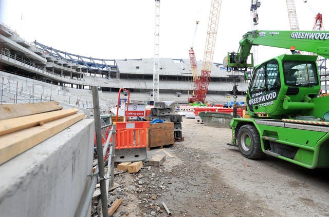 The stadium quickly began to take shape