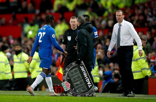 Moise Kean, left, a substitute himself is replaced by Oumar Niasse