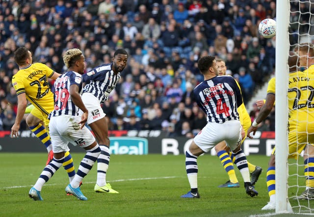 Semi Ajayi, third left, opened the scoring as West Brom thrashed Swansea 5-1 to return to the top of the Championship table 