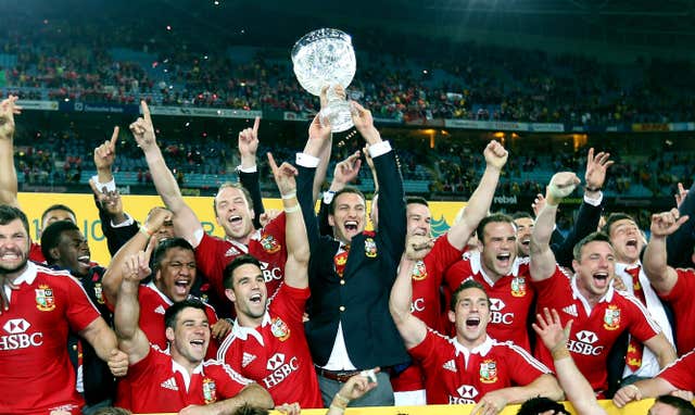 British and Irish Lions captain Sam Warburton leads the celebrations