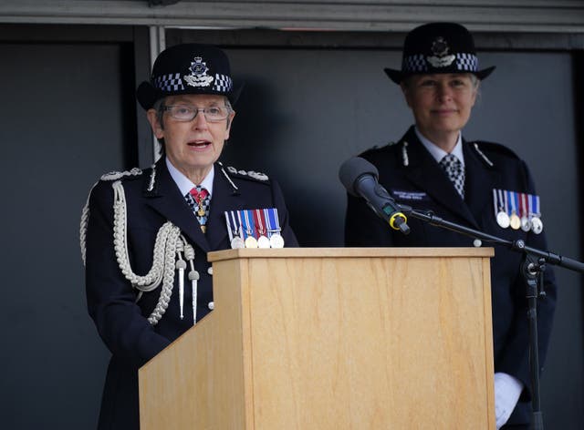 Metropolitan Police Commissioner Dame Cressida Dick gives an address to new police recruits