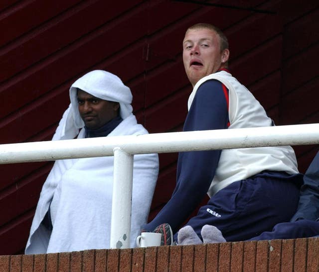 Andrew Flintoff and Muralitharan struck up an unlikely friendship while the Sri Lankan played at Lancashire 