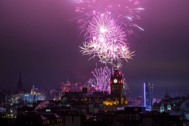 Fireworks launched from Edinburgh Castle during New Year celebrations