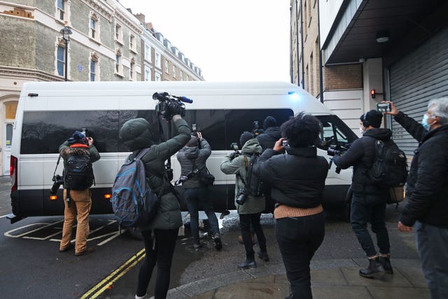 A police van arrives at Westminster Magistrates’ Court