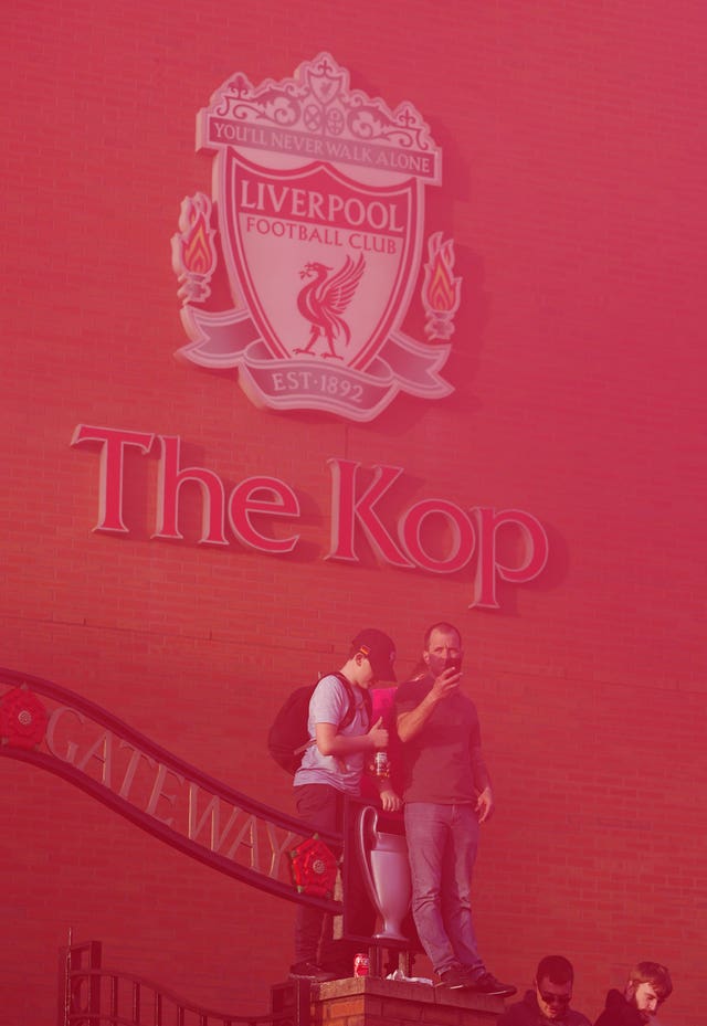 Liverpool fans celebrate victory in the Premier League – Anfield