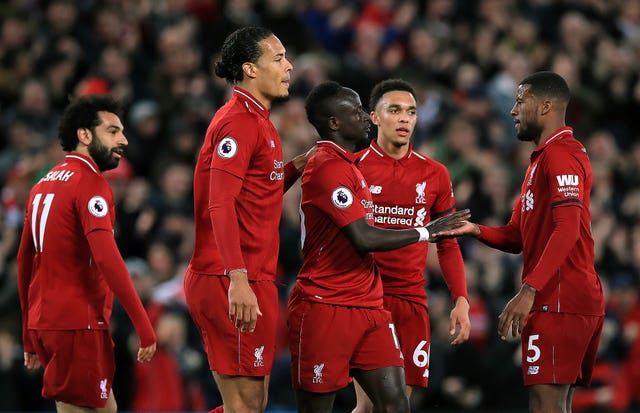 Liverpool were 25 points clear of Manchester City when the Premier League was halted (Peter Byrne/PA)