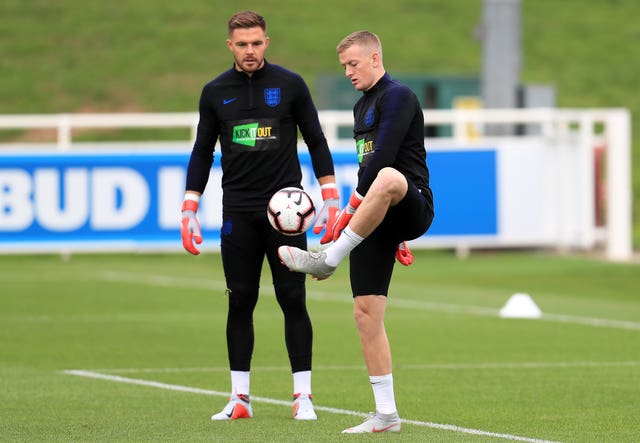 Jack Butland (left) is behind Jordan Pickford (right) in the England pecking order (Mike Egerton/PA).