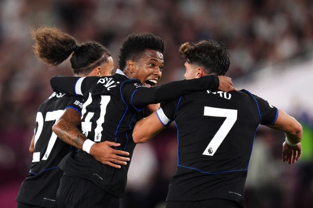 Chelsea’s Malo Gusto, Estevao and Pedro Neto celebrate