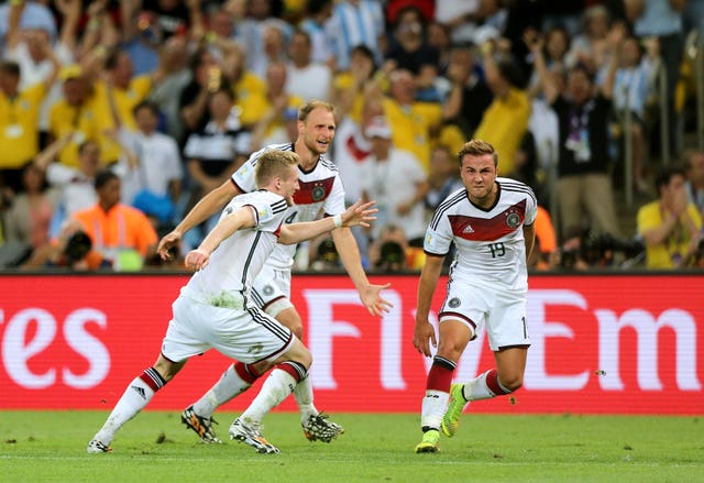 Mario Gotze (right) was on target for Germany in the 2014 World Cup final.