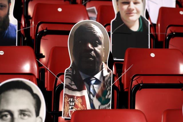 A cardboard cutout of former NBA basketball player and Northampton fan Shaquille O’Neal was in the stand