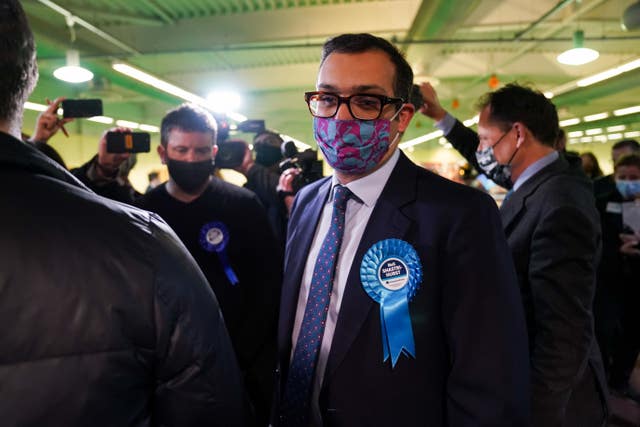 Defeated Tory candidate Neil Shastri-Hurst after the declaration in the North Shropshire by-election