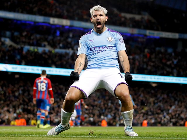 Sergio Aguero celebrates a goal