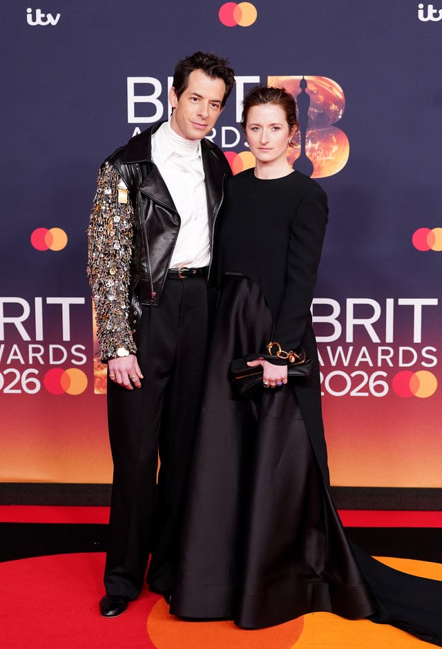 Mark Ronson and Grace Gummer attending the Brit Awards 2026 at Co-op Live, Manchester