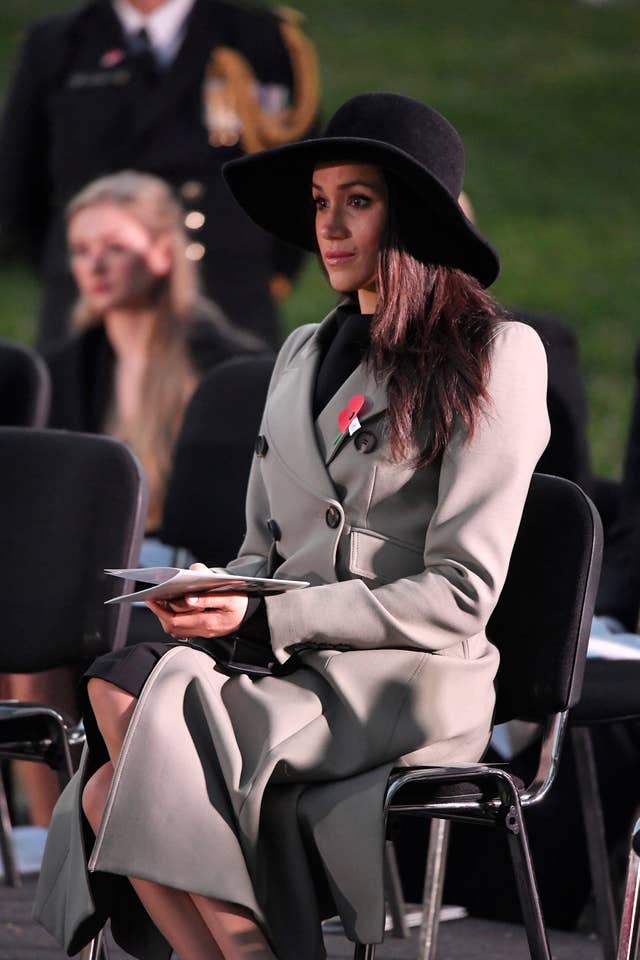 Ms Markle looked emotional as the hymn Abide With Me was sung (Toby Melville/PA)