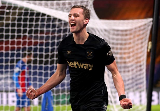 Tomas Soucek's brace helped West Ham move into the top four